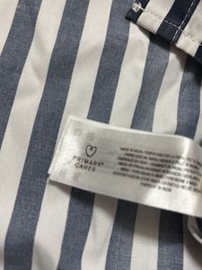•  Navy &amp; White Striped Button-Up Shirt – Cla