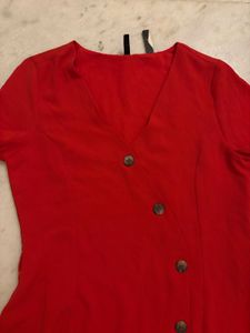 Chic Red Button-Down Dress
