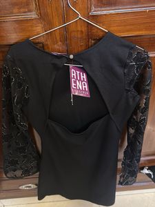 Little Black Dress with Lace Sleeves