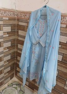 Elegant Blue Embroidered Kurta Set