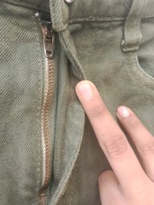 Army Green High Waist Baggy Jeans Or Pants