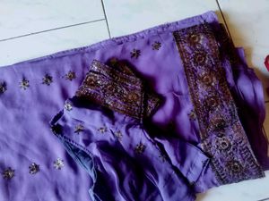 Elegant Purple Saree with Blouse