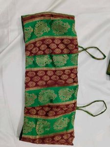 Green Brocade Skirt With Crop Top And Jacket
