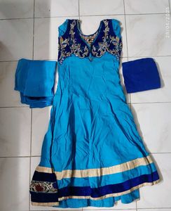 Elegant Blue Embroidered Anarkali