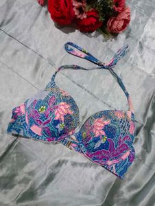 Victoria&#39;s Secret Floral Bikini Top With Diamonds