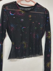 Celestial Print Mesh Top