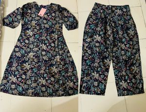 XL Printed Floral Dress and Pants Set