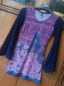 Long Net Sleeve Purple Top