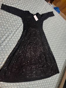 Black Cotton Chikankari Dress With Any Free Item🤩