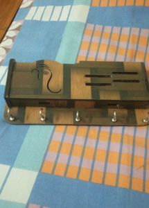 Ganeshji Wooden Key and Mail Holder