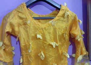 Yellow 💛 Butterfly Print 🦋 kurti For Girls And W