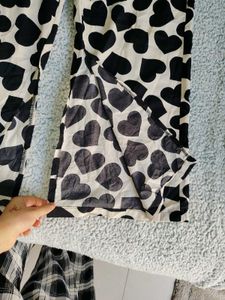 Heart Print Wide Leg Pants