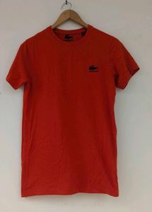 Lacoste orange-red Cotton Tee