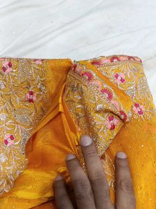 Elegant Yellow Embroidered Saree