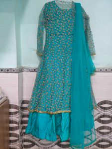 Teal Embroidered Kurta Set