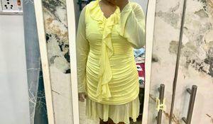 Yellow Ruffle Mini Dress