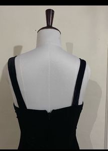 Elegant Black Velvet Slit Gown