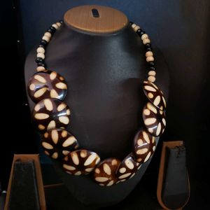 Unique Wood look Bead Necklace