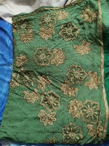 100% green georgette saree