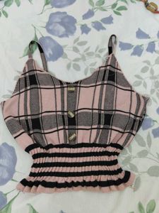Pink Plaid Cami Top