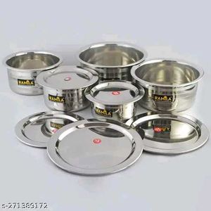 Stainless Steel Patila Bhagona Tope Set With Lid