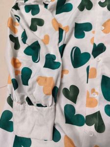 White With Green Shirt Cotton Very Good Quality
