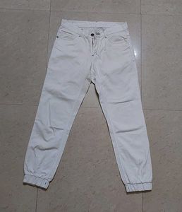 Beautiful White Cotton Denim Style Pant