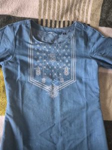 Embroidered Denim Tunic Dress
