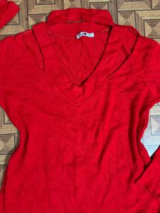 stylish woolen red top