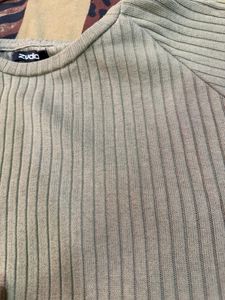 Ribbed Knit Tshirt With Long Sleeves