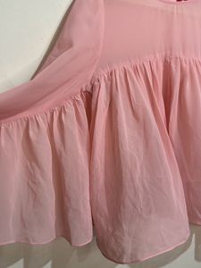 Pink Flared Sleeve Blouse