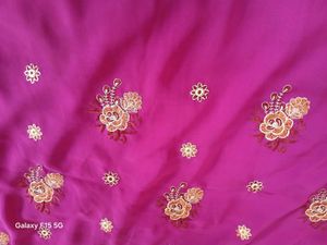 Rani Pink Beautiful Embroidered Saree