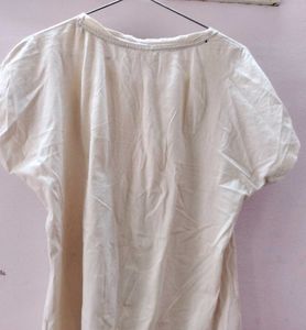 A Slim Cream Colour T- Shirt Casual