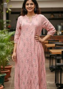 xl Elegant Pink Printed Dress