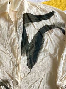 Vintage Leaf Print Button-Down