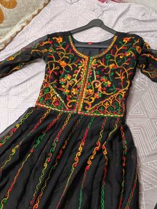 Embroidered Black Ethnic Gown
