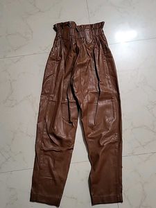 Brown Faux Leather Pants