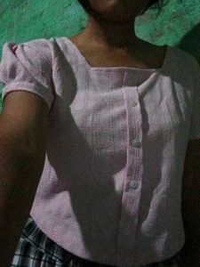 Pink Puff Sleeve Top
