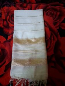 Elegant White & Gold Scarf
