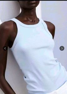 Ribbed light blue top
