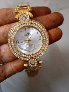 Women&#39;s Gold Tone Crystal Watch