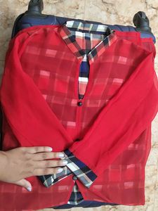 Beautiful Red Collar Kurti 🎀