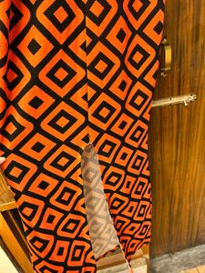 Orange &amp; Black Diamond Print Maxi Dress
