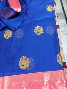 Royal Blue Banarasi Silk Saree with Golden Zari