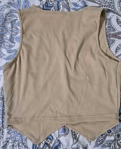 Beige Button-Down Vest
