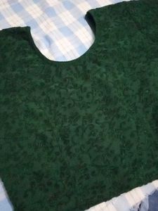 New Green velvet patterned blouse, L size