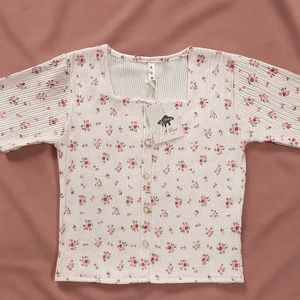 Floral Print White Slim Fit Top For Women 💗