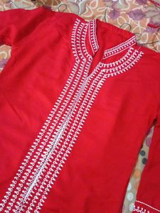Front Slit Red Kurti