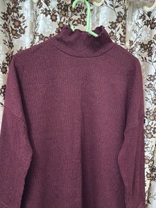 Burgundy Turtleneck Long Sleeve Top