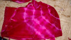 Red & Pink Tie-Dye Sari